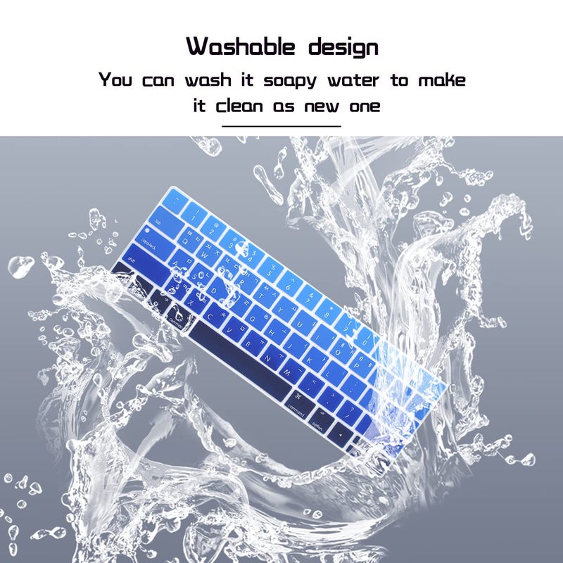 HRH Korean Language Silicone Keyboard Cover for MacBook Pro with Touch Bar 13 Inch and 15 Inch (A2159/A1989/A1706,A1990/A1707) 2019 2018 2016 2017 Release USA Version,Ombre Blue - Image 5